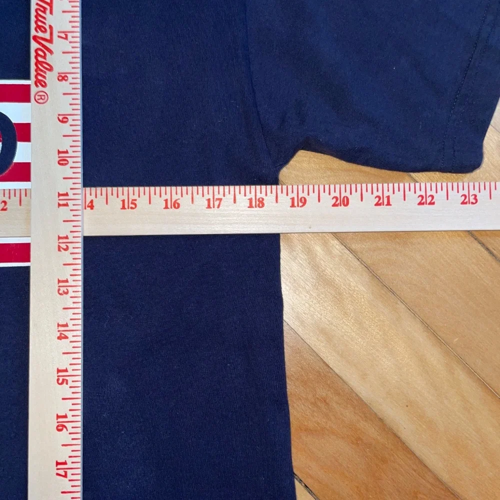 Polo Ralph Lauren Vintage Graphic Tee USA Flag Logo Spell Out Navy Medium
